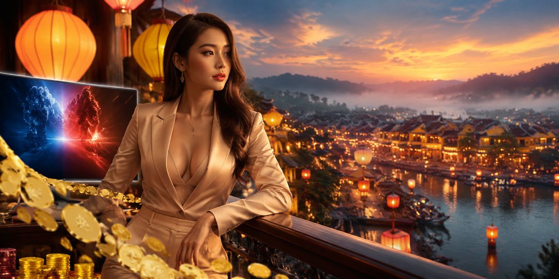 Bầu không khí đêm Hội An — người dùng trẻ theo dõi kết quả xổ số trực tuyến bên điện thoại